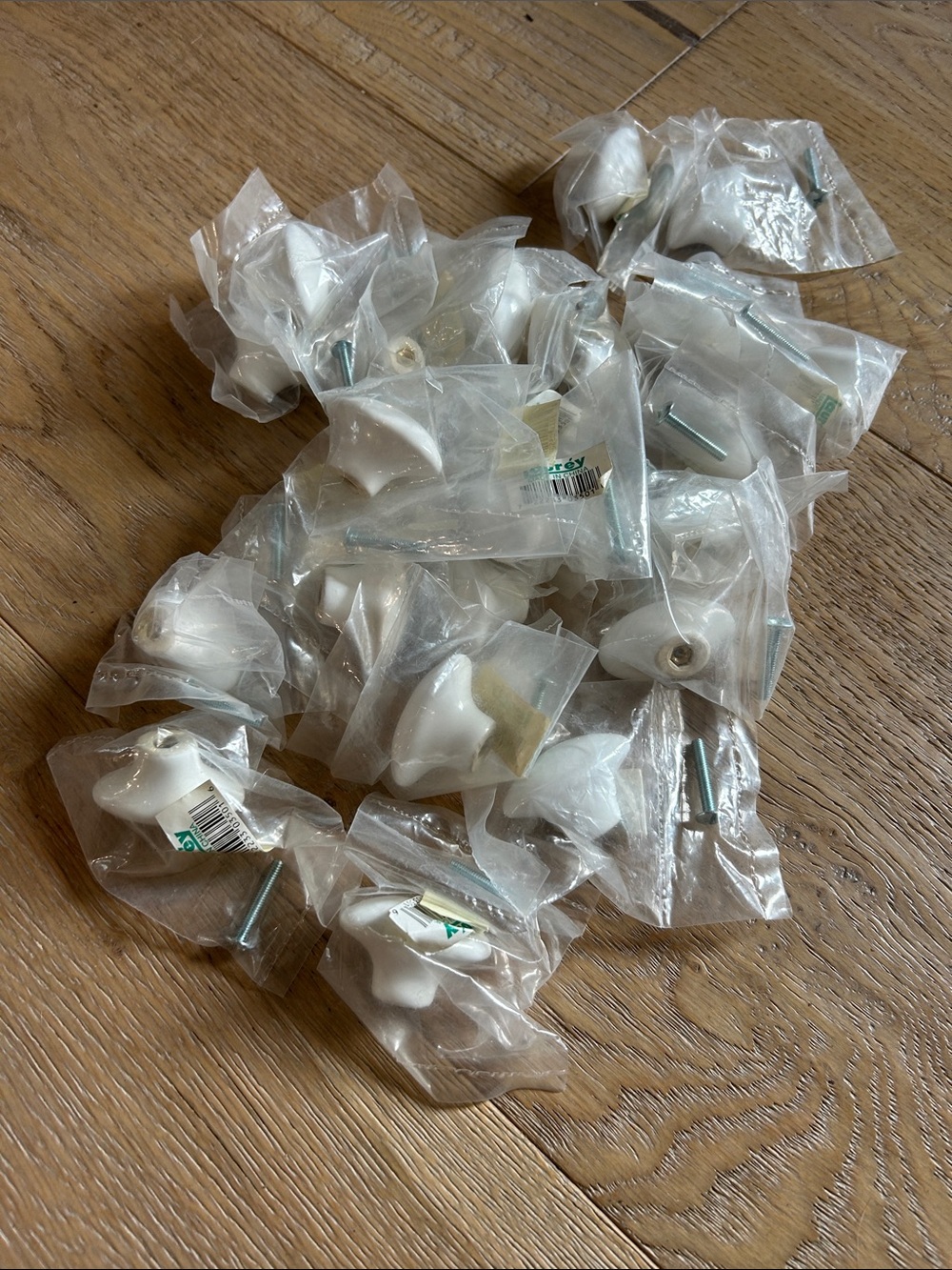 White Ceramic oval Drawer Knobs - Lot of 23